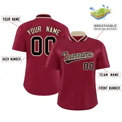 Crimson Stand Collar Classic Authentic Baseball Jersey 2
