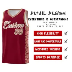 Crimson Teabrown Indians Pattern Basketball Uniform Jersey 2