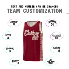 Crimson Teabrown Indians Pattern Basketball Uniform Jersey 4