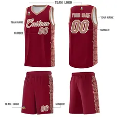 Crimson Teabrown Indians Pattern Basketball Uniform Jersey 5