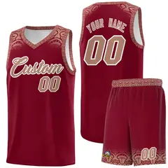 Crimson Teabrown Indians Print Basketball Uniform Jersey 1