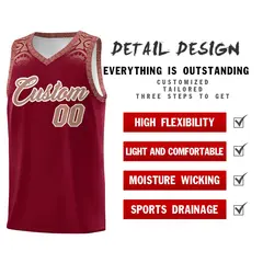 Crimson Teabrown Indians Print Basketball Uniform Jersey 2