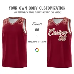 Crimson Teabrown Indians Print Basketball Uniform Jersey 3