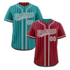 Crimson Teal Striped Reversible Baseball Jersey