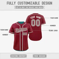 Crimson Teal Striped Reversible Baseball Jersey 3