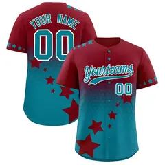 Crimson Teal White Rising Stars Gradient Baseball Jersey 1