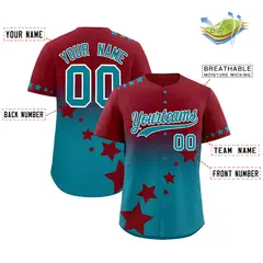 Crimson Teal White Rising Stars Gradient Baseball Jersey 2