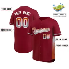 Crimson Texas Orange-Lt Gray Gradient Font Side Baseball Jersey 2