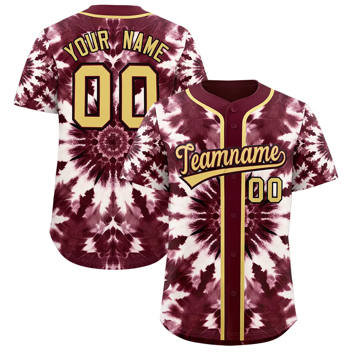 Crimson Tie-Dye Graffiti Authentic Baseball Jersey