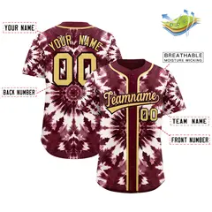 Crimson Tie-Dye Graffiti Authentic Baseball Jersey 2