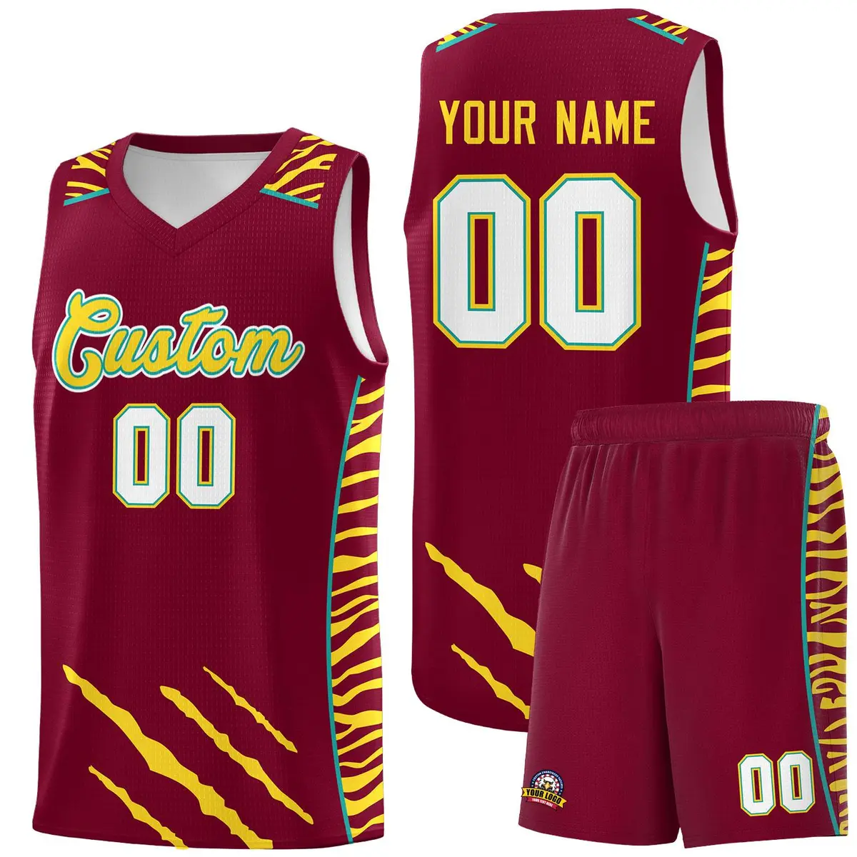 Crimson Tiger Claw Pattern Sports Uniform Basketball Jersey