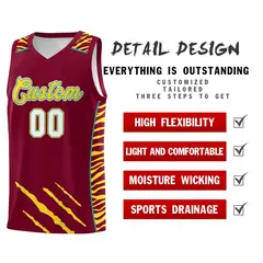 Crimson Tiger Claw Pattern Sports Uniform Basketball Jersey 2