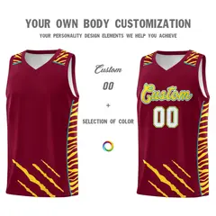 Crimson Tiger Claw Pattern Sports Uniform Basketball Jersey 3