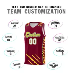 Crimson Tiger Claw Pattern Sports Uniform Basketball Jersey 4