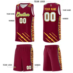 Crimson Tiger Claw Pattern Sports Uniform Basketball Jersey 5