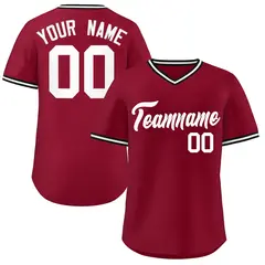 Crimson V-Neck Pullover Baseball Jersey Classic Style