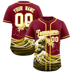 Crimson Wave Graffiti Pattern Baseball Jersey 1