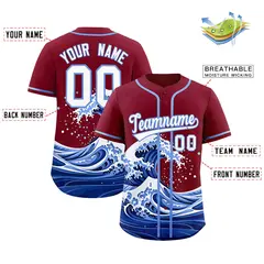 Crimson Wave Graffiti Pattern Baseball Jersey 2