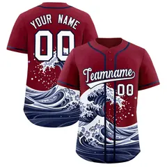 Crimson Wave Graffiti Pattern Baseball Jersey 1