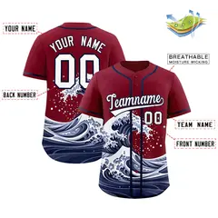 Crimson Wave Graffiti Pattern Baseball Jersey 2