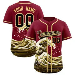 Crimson Wave Graffiti Pattern Baseball Jersey 1