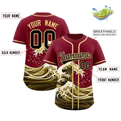 Crimson Wave Graffiti Pattern Baseball Jersey 2