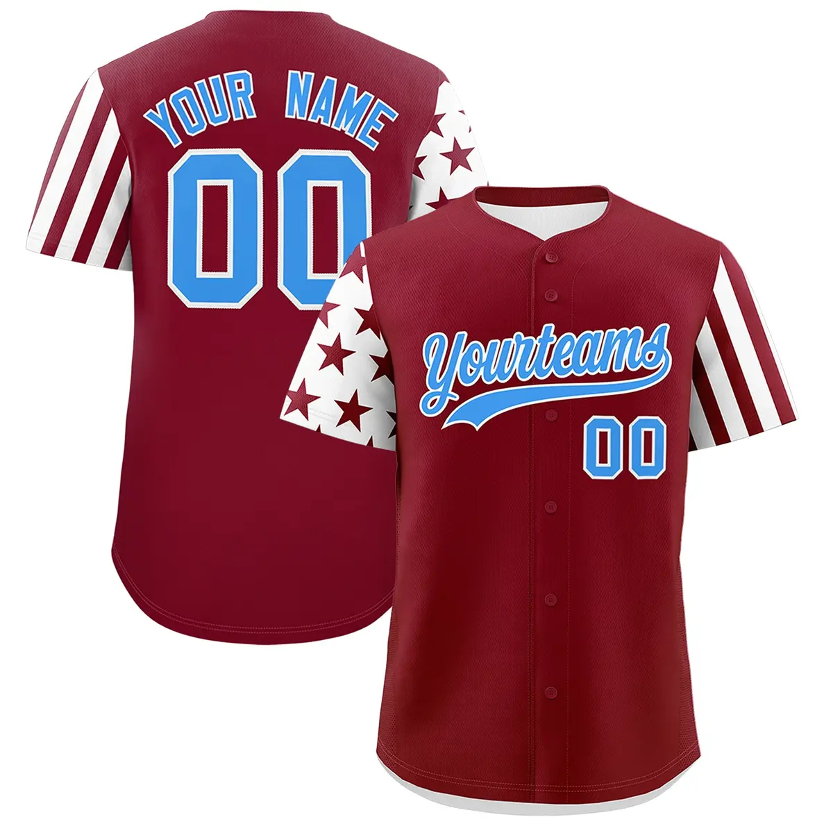 Crimson White American Flag Raglan Baseball Jersey
