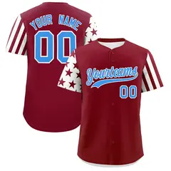 Crimson White American Flag Raglan Baseball Jersey