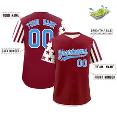 Crimson White American Flag Raglan Baseball Jersey 2