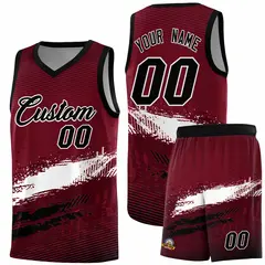 Crimson White and Black Graffiti Basketball Jersey 1