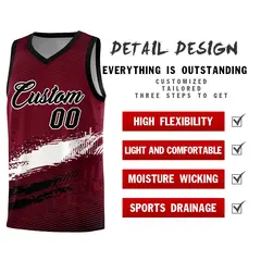 Crimson White and Black Graffiti Basketball Jersey 2
