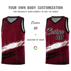 Crimson White and Black Graffiti Basketball Jersey 3