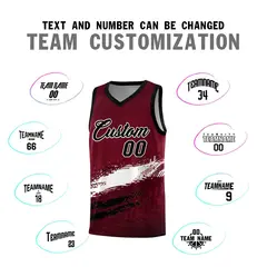 Crimson White and Black Graffiti Basketball Jersey 4