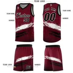 Crimson White and Black Graffiti Basketball Jersey 5