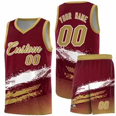 Crimson White and Khaki Graffiti Basketball Jersey 1