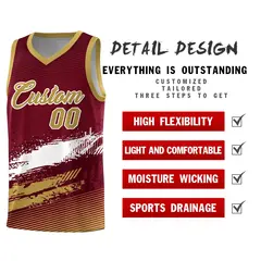 Crimson White and Khaki Graffiti Basketball Jersey 2