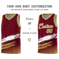 Crimson White and Khaki Graffiti Basketball Jersey 3