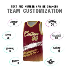 Crimson White and Khaki Graffiti Basketball Jersey 4