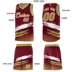 Crimson White and Khaki Graffiti Basketball Jersey 5