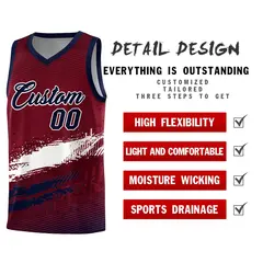 Crimson White and Navy Graffiti Basketball Jersey 2
