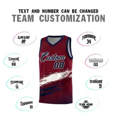 Crimson White and Navy Graffiti Basketball Jersey 4