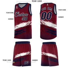 Crimson White and Navy Graffiti Basketball Jersey 5