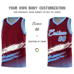 Crimson White and Powder Blue Graffiti Basketball Jersey 3