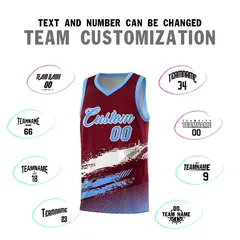 Crimson White and Powder Blue Graffiti Basketball Jersey 4