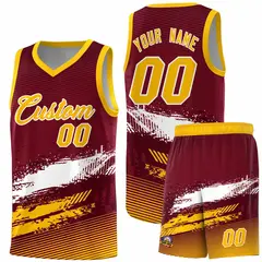 Crimson White and Yellow Graffiti Basketball Jersey 1