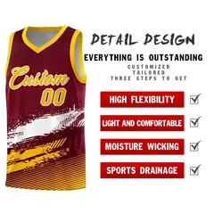 Crimson White and Yellow Graffiti Basketball Jersey 2
