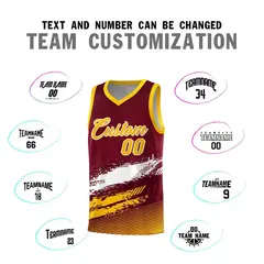 Crimson White and Yellow Graffiti Basketball Jersey 4