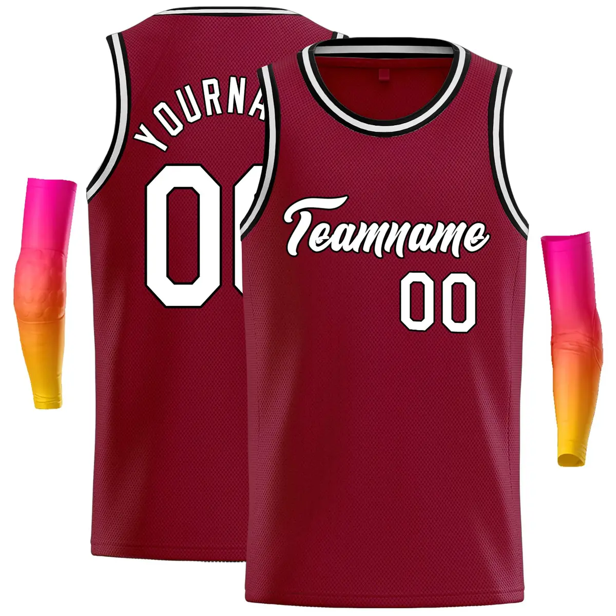 Crimson White-Black Classic Casual Basketball Jersey