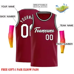 Crimson White-Black Classic Casual Basketball Jersey 2