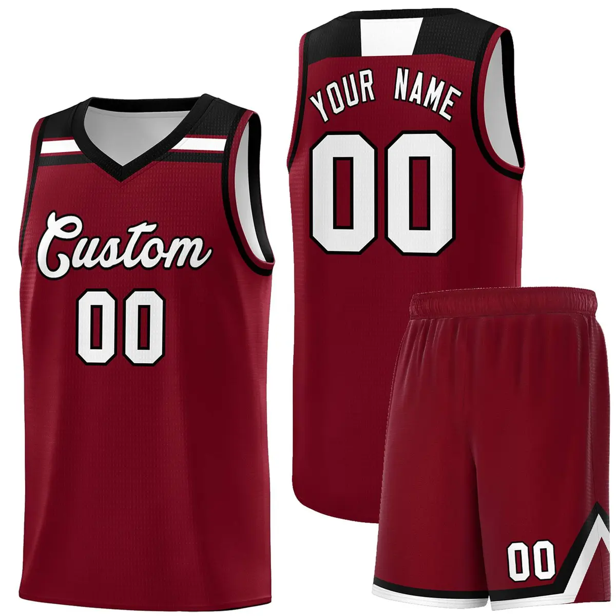 Crimson White-Black Classic Sports Basketball Jersey
